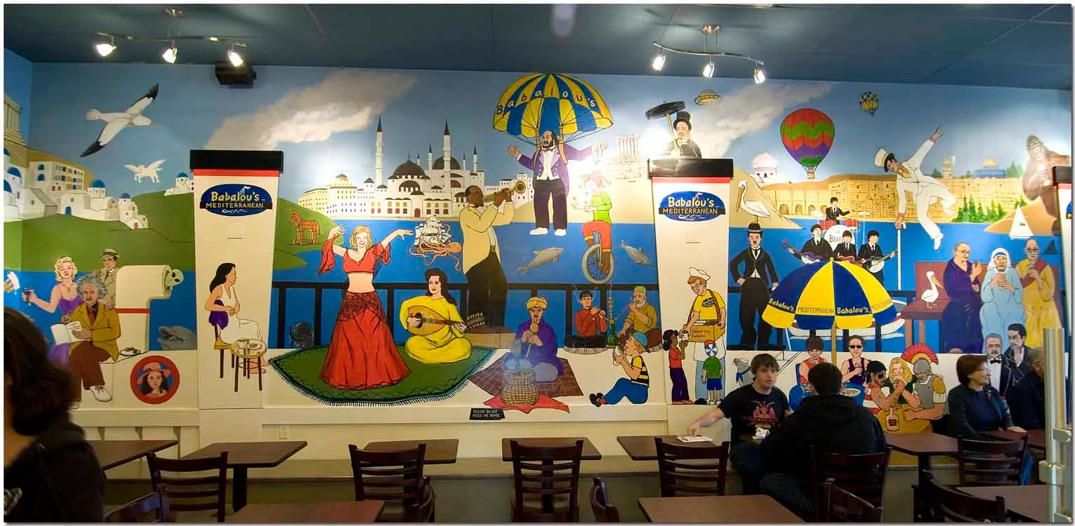 Dining room mural celebrating Mediterranean scenes